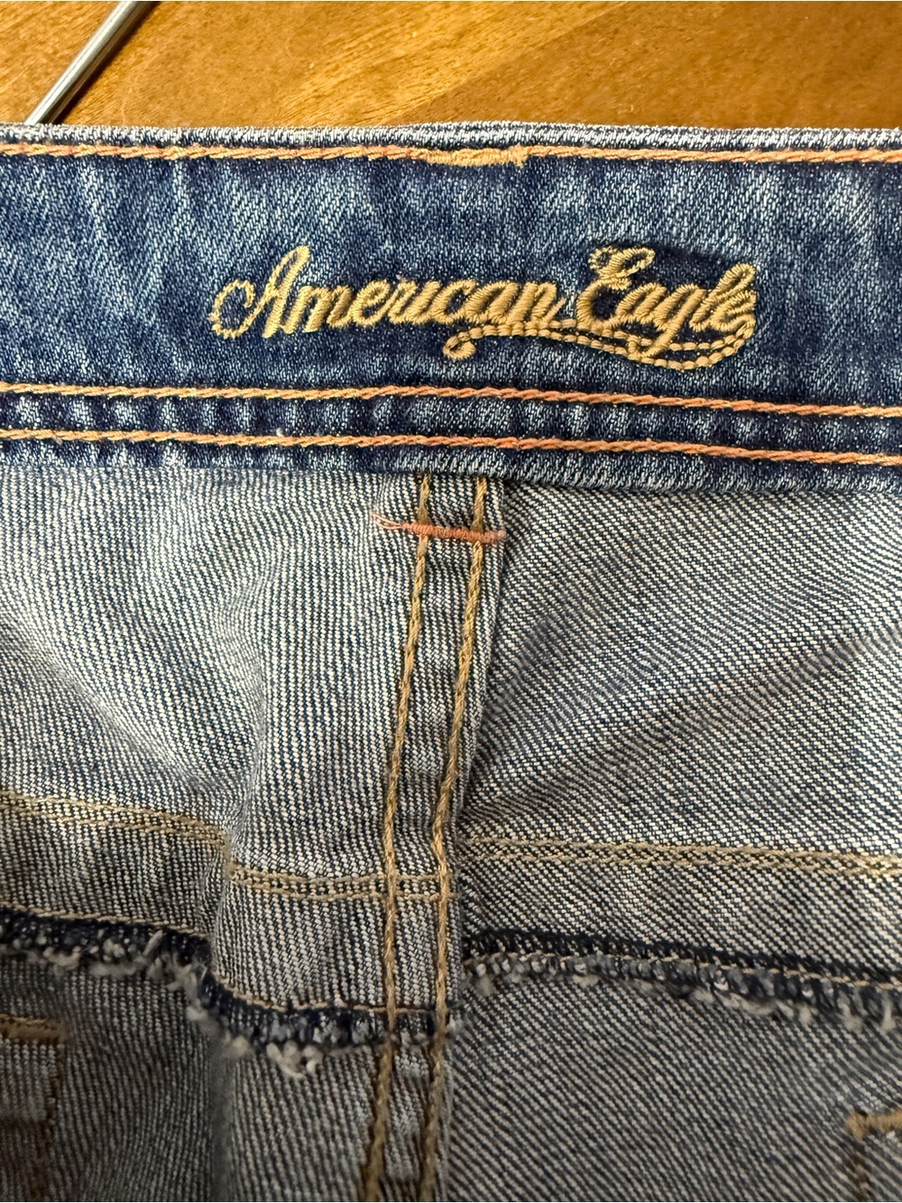 NWOT American Eagle Light Blue Denim Shorts with Embroidered Logo - Picture 6 of 6